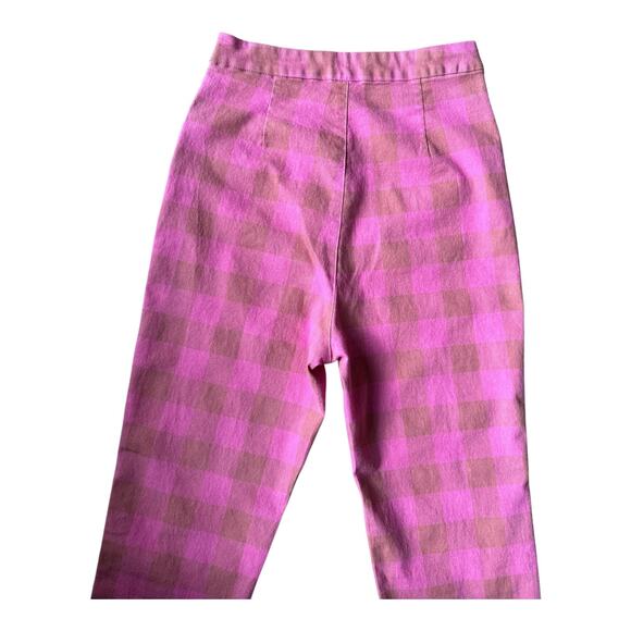 Collectif Vintage retro pink plaid high waisted pants size small - Picture 6 of 10